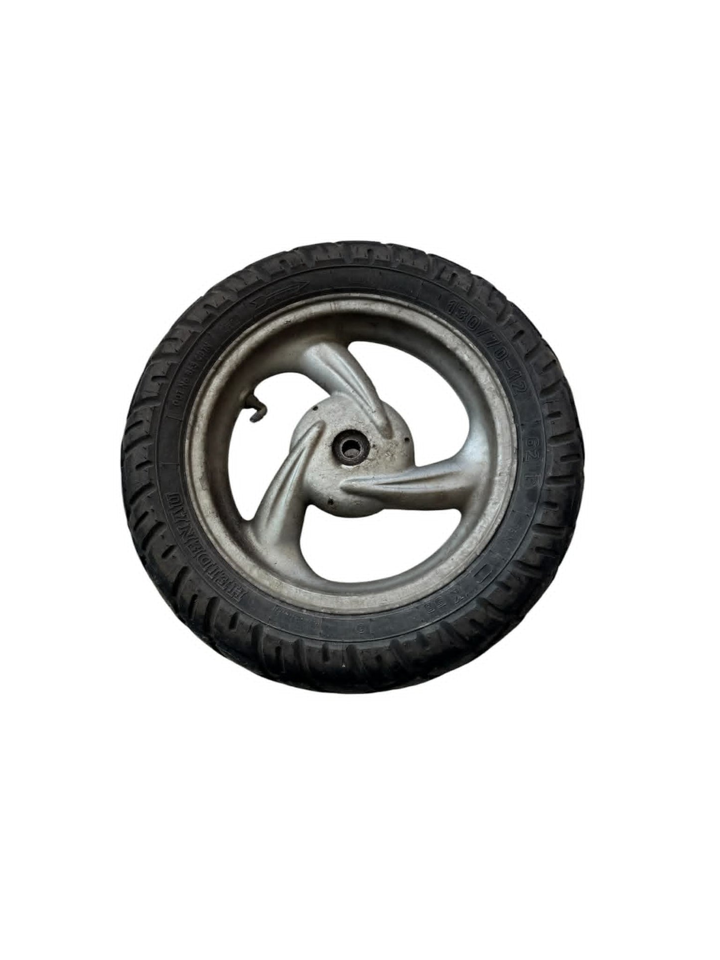 12" 3 egers baghjul - sølv